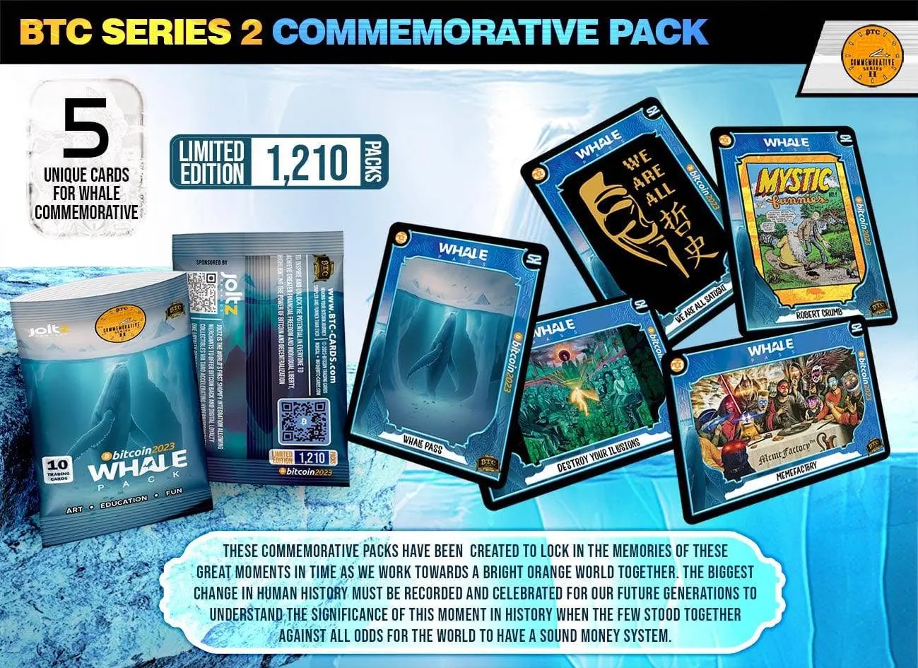 Bitcoin 2023 Commemorative Whale Booster Packs - Only 1,210 Packs - BTCTC