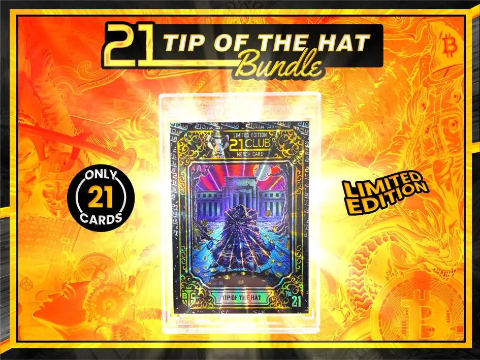 LE Hat + Card - 21 Club "Tip Of The Hat" Merch Combo Bitcoin Trading Cards