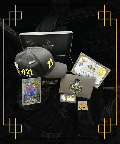 LE Hat + Card - 21 Club "Tip Of The Hat" Merch Combo Bitcoin Trading Cards