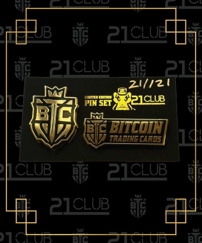 21 Club BTC Pin Set - Limited Edition of 121 Bitcoin Trading Cards