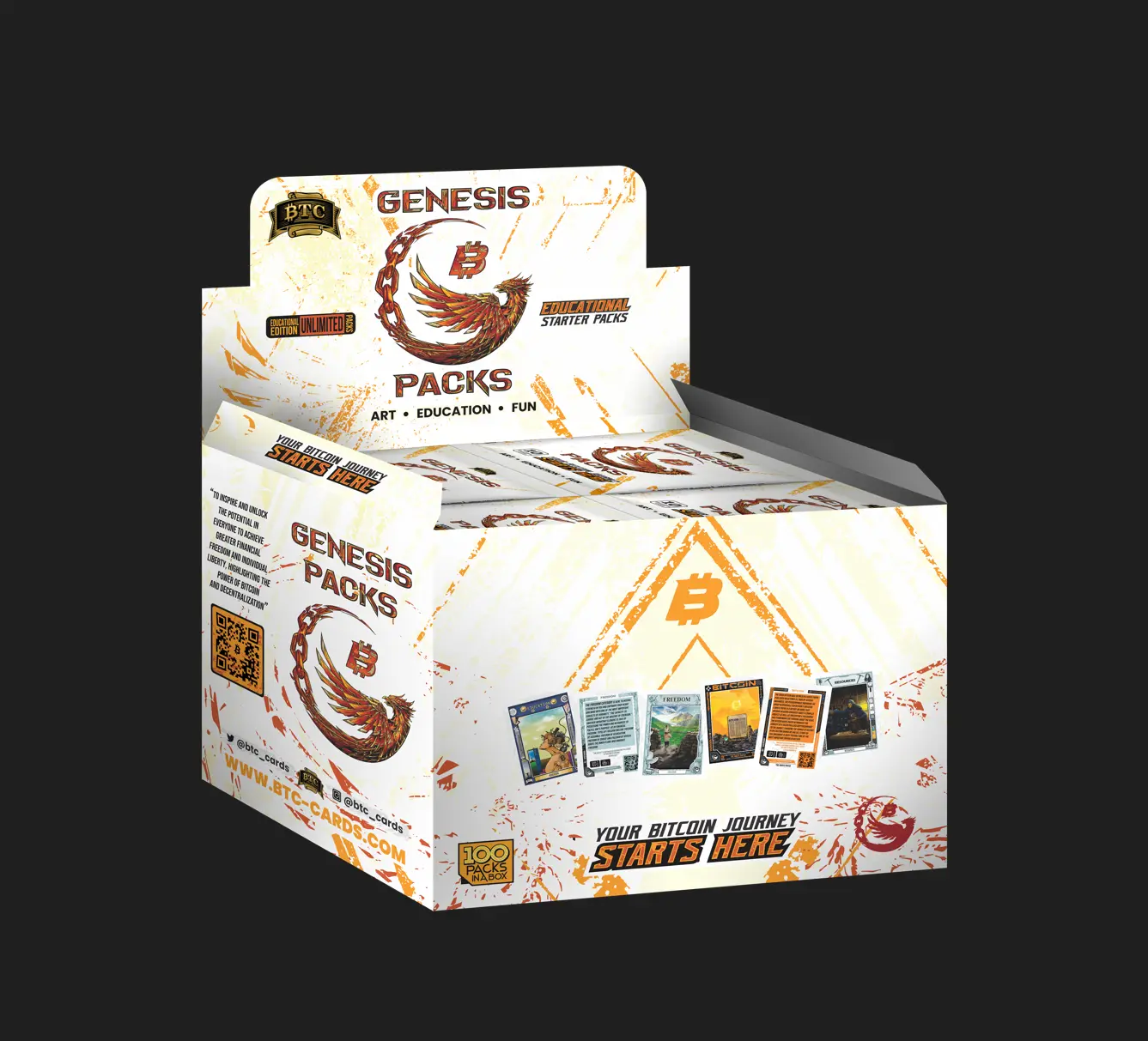 Genesis Box  (100 Packs) + Exclusive Box Topper [EDUCATIONAL - NO CHASE CARDS] Bitcoin Trading Cards