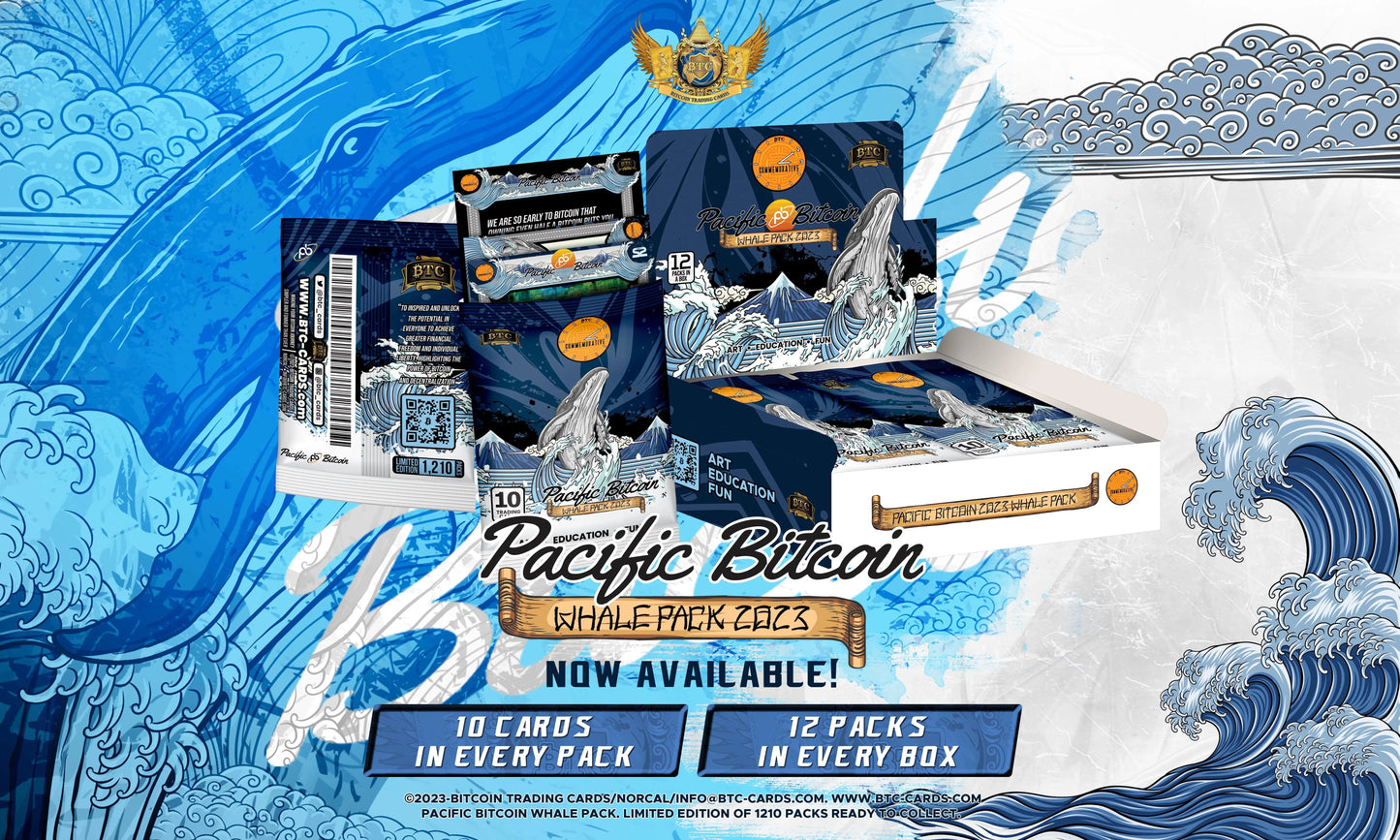 Pacific Bitcoin 2023 Whale Box - 12 packs in a Box - Bitcoin Freedom Art