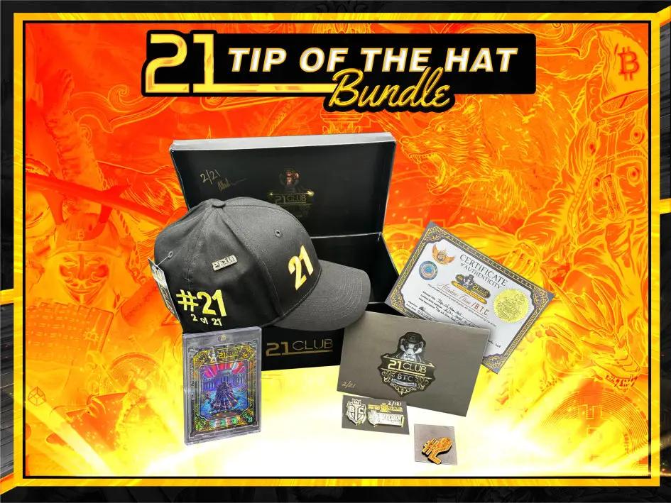 LE Hat + Card - 21 Club "Tip Of The Hat" Merch Combo Bitcoin Trading Cards