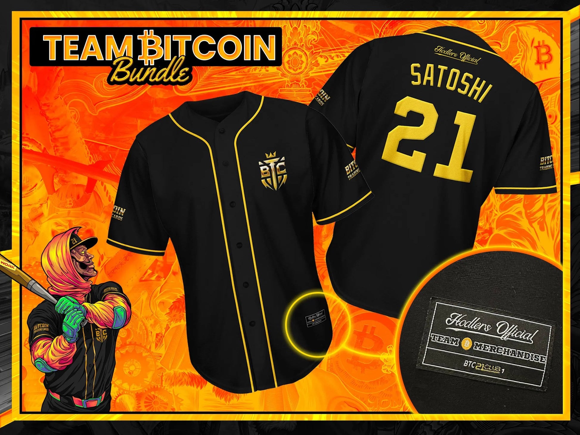 LE Jersey + Card - 21 Club Team BTC w/ Hodlers Official & BTCPINS Merch Combo Bitcoin Trading Cards